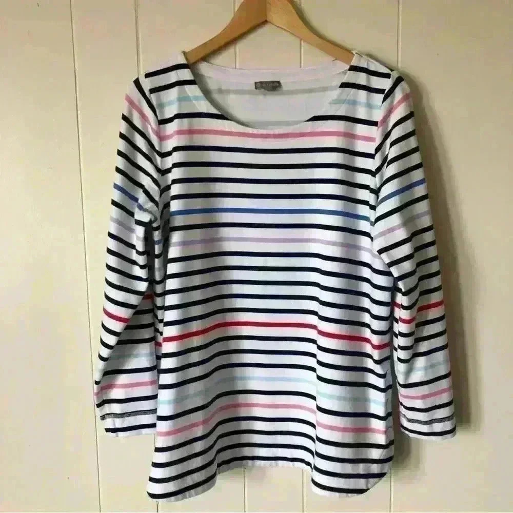 T by Talbots Women’s Striped Cotton Top Shirt Size 1XP